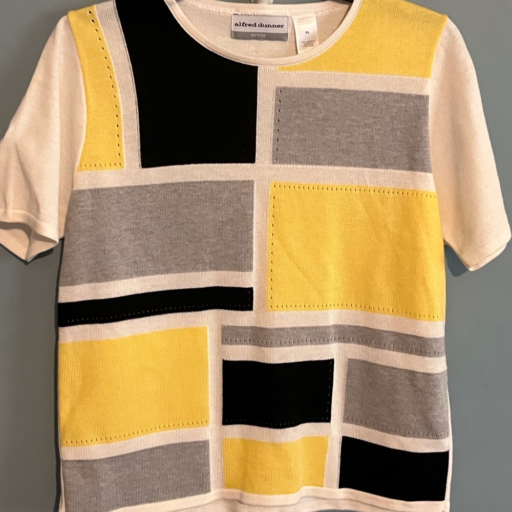 SELLING ALFRED DUNNER WOMEN BLOUSE SIZE PL SHORT SLEEVE COLOR BLOCK PRE-OWNED